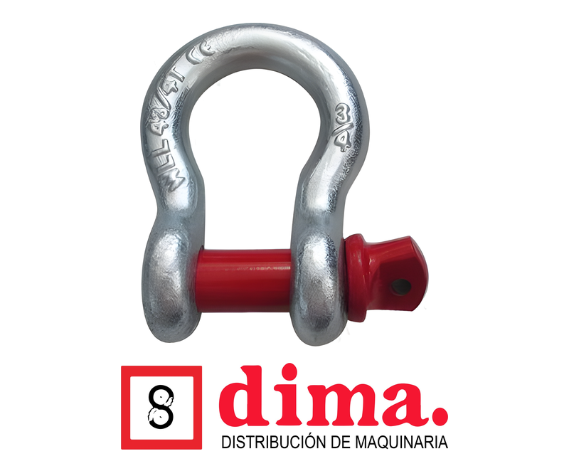 Grillete tipo omega de hierro, pin rojo
