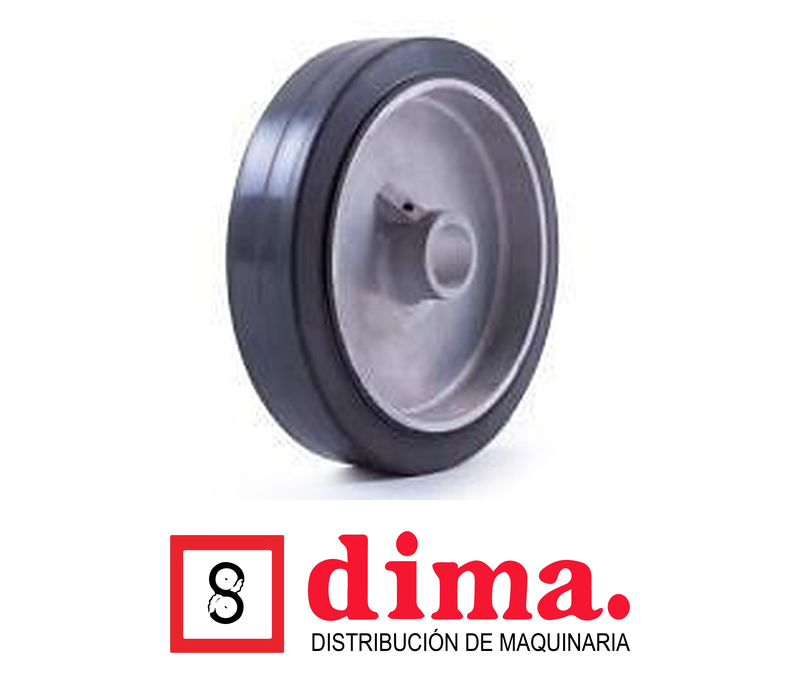 Rueda de 12 x 3" Hule Elastico negro alma de Aluminio Sin Cojinete.