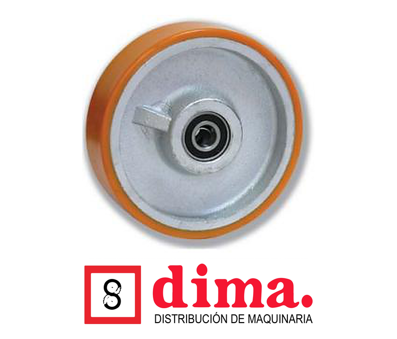 Rueda de 10 x 2" Poliuretano Amarillo alma de Hierro.