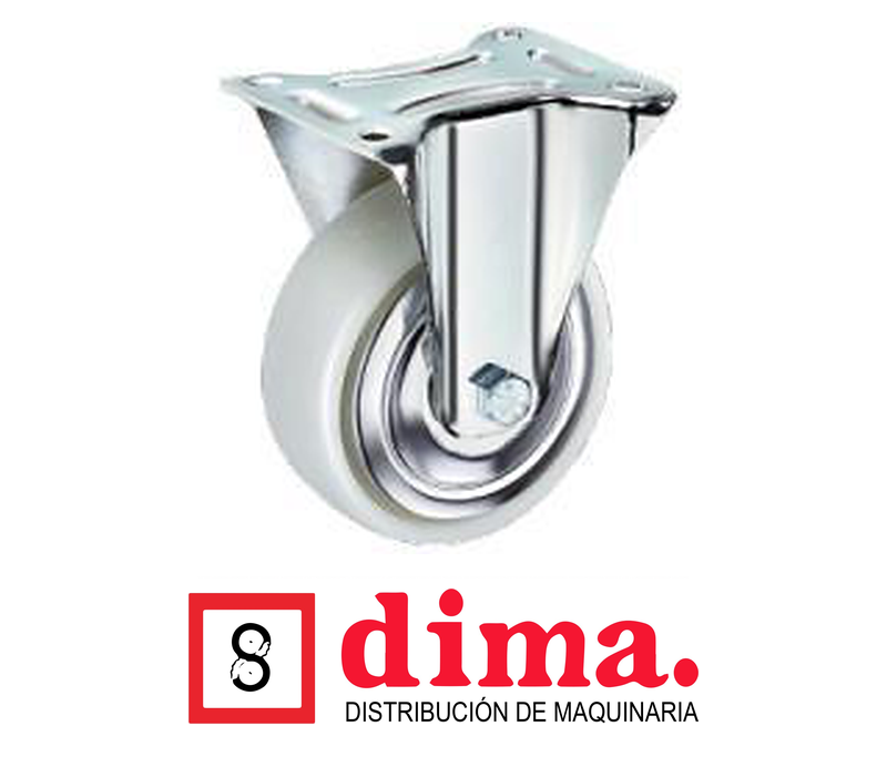 Rodo Fijo de 3 1/2 x 1 1/4" Poliamida Blanca con Anti hilo de metal